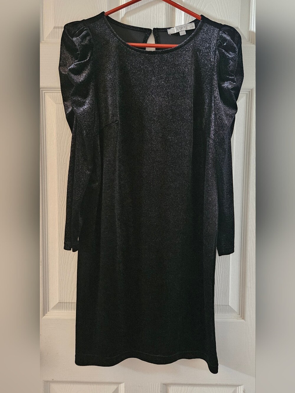 Loft Black And Silver Metallic Mini Dress